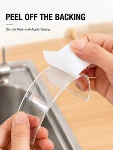 1 Roll Transparent Waterproof Sealing Tape, Transparent Self-Adhesive Sealing Strip, Suitable For Kitchen Sink, Countertop, Stove, Toilet Base And Bathroom Edge Gap Sealing, Cuttable Peel-And-Stick Home Repair Tape - Multicolor - View 8
