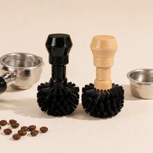 Coffee Powder Bowl Cleaning Brush, Espresso Handle Brush With Wooden Handle, Plastic Bristle Coffee Machine Cleaning Brush, Suitable For 51mm And 58mm Filter Baskets - Multicolor - View 3