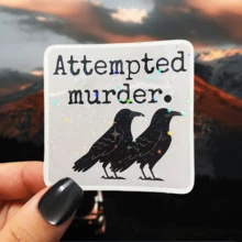 Attempted Grey Background Crow Black Humor Self-Deprecating Sticker, Cute Healing Dog Pill Bottle Box Bottle Dog Vinyl Sticker - Matte Surface, Self-Adhesive Bumper Sticker, Suitable For Cars, Windows, Laptops, Trucks, Water Bottles - Multi-Purpose Design, Car Sticker - Vinyl - View 15
