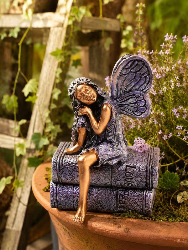 1/2pcs Fairy Figurine Set, Purple And Gold Winged Fairy Statues, Charming Garden Decor Accents, Suitable For Bookshelf, Desk, Patio, Flower Bed, Rustic Home Decor, Fantasy Gift For Women And Fairy Lovers