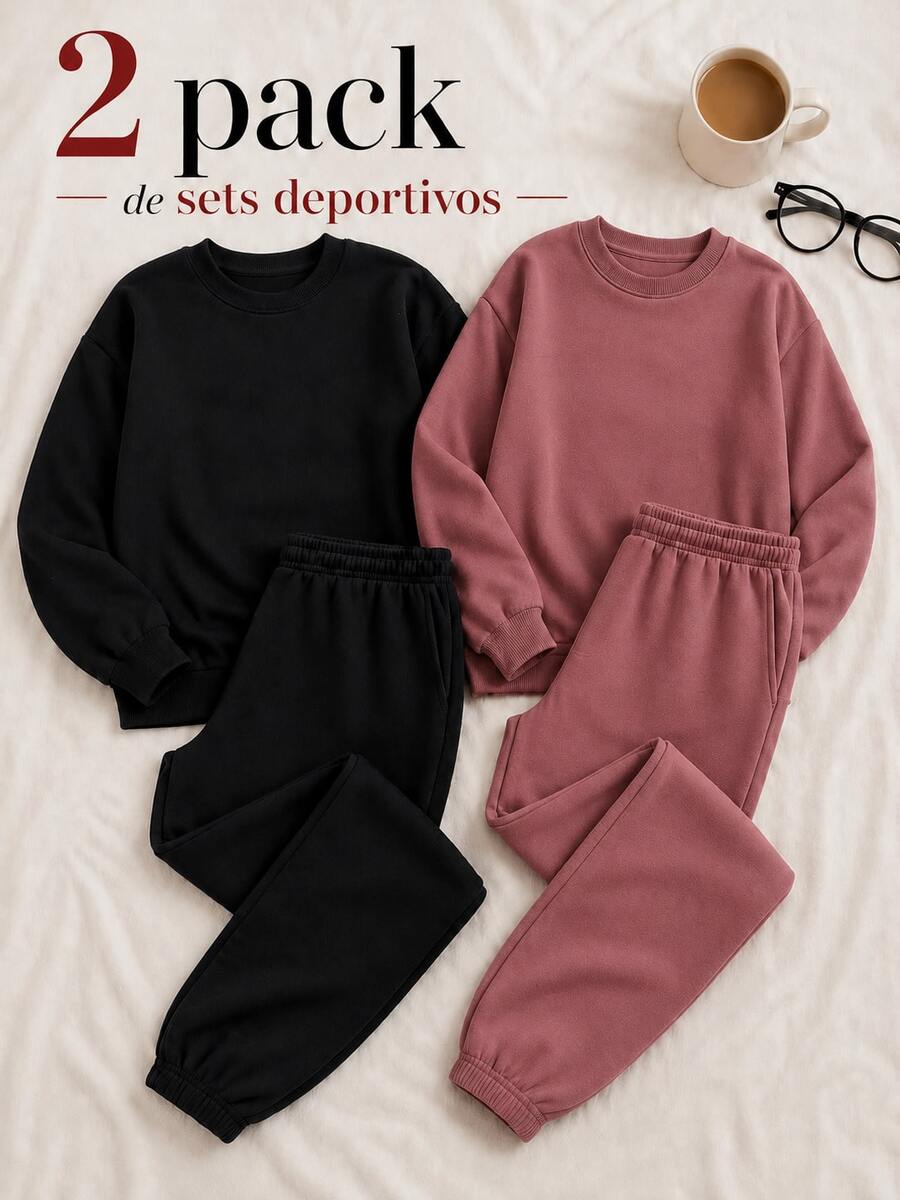 Women Two-Piece Outfits - 黑色和粉紅色 - 查看 1