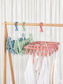 Rotating 32-Clip Plastic Clothes Drying Rack, 32-Clip Foldable Wind-Resistant Drying Rack - Space-Saving Foldable Hanger, Ideal For Socks, Underwear And Small Clothing Items, Perfect For Bedroom, Bathroom, Closet - Multicolor - View 9