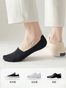 3/7/12/15/24 Pairs Men's Non-Slip Invisible Low-Cut Inner Socks, Thin Breathable Nylon Silicone Heel Anti-Slip Sports Casual Back-To-School Socks - Multicolor - View 8