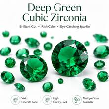 DIY 立方鋯石閃亮璀璨火彩 AAA 級圓形機切 1mm 2mm-15mm 散石 CZ 鋯石寶石珠寶手工DIY莫桑鑽透明寶石 - 綠色 - 查看 2