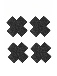 2/10pcs Glitter Cross Nipple Covers Black Sequin Breast Stickers Sexy Anti-Exposure Invisible Breast Pads Party Dance Disposable Breast Decoration Stickers Hot Girl Outerwear Innerwear Breathable Skin-Friendly Non-Damaging Seamless Clothing Accessories, Pasties Nipple Covers Cute, Rave Accessories - Multicolor - View 10
