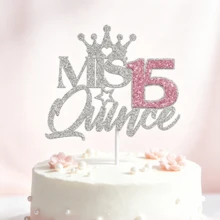 زينة كيك Mis Quince Anos، زينة كيك عيد الميلاد ال- 15 السعيد، مرحباً 15، ديكورات حفلة عيد الميلاد ال- 15 - مشاهدة 8