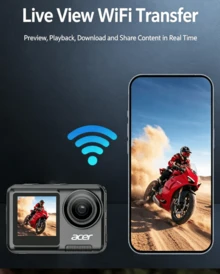 Acer Waterproof Action Camera With Gyro Stabilization, Motorcycle Dash Cam, HD Vlog, Portable A8 Standard Kit - View 4