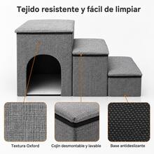 Escalera para perros pequeños con espacio de almacenamiento, ajustable para cama alta y sofá, rampa para perros pequeños y gatos, 3 niveles en gris - Gris - Ver 4