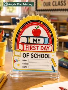 1 buah Buku Pelangi Pensil, Tanda Meja Hari Pertama Sekolah yang Dapat Diwarnai, Nama, Kelas, Tanggal yang Dapat Disesuaikan, Dekorasi Meja Kelas Bertingkat, Hadiah Guru, Dekorasi Meja, Selamat Datang Kembali ke Sekolah, Penggaris Apel Krayon, Properti Foto Peringatan Musiman Anak-anak - Gaya 9 - View 2