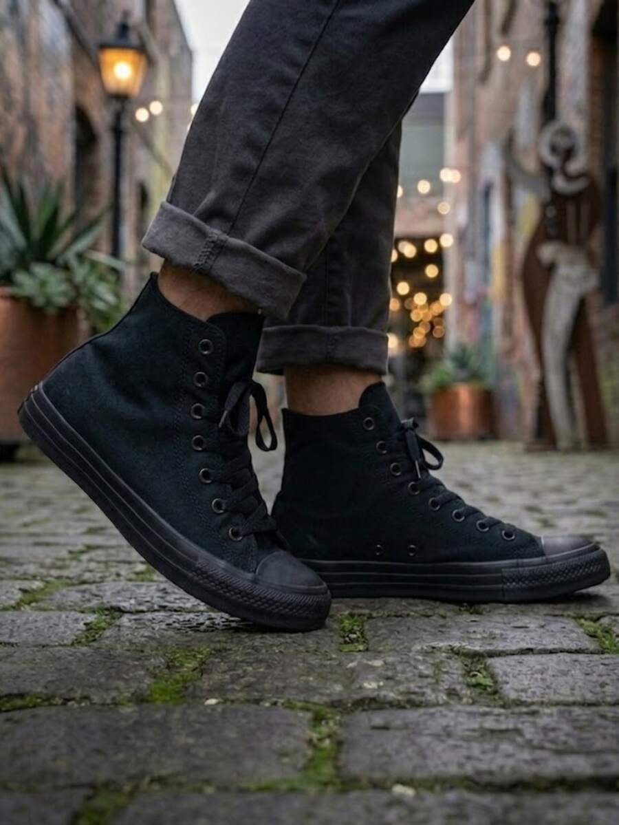 Converse Chuck Taylor All Star High Top Unisex Sneakers – Classic Black Monochrome Canvas Shoes For Men & Women, Casual Athletic Footwear | M3310C - 黑色 - 查看 1
