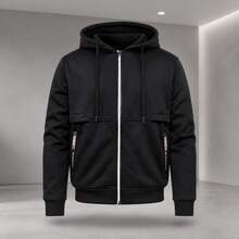 New Korean Style Slim Fit Casual Solid Color Jacket, Designed For Young Men, Fashionable Streetwear - Black - View 2