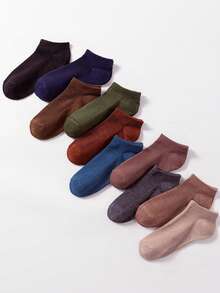 10 Pairs Women's Seasonal Solid & Stripe Minimalist Invisible Socks, Colorful Versatile & Comfortable Best Short Socks - Multicolor - View 4