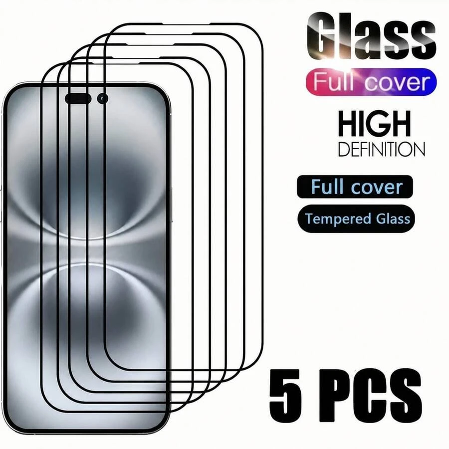 CASECOPS 5Pcs Silkscreen High Definition Tempered Glass Screen Protector, Full Coverage, Anti-Scratch, Anti-Fingerprint, Anti-Collision, Oleophobic Coating, Smooth Touch, Compatible With Apple X/XR/11/12/13/14/15/16/16 Plus/16 Pro/16 Pro Max/16E/17/17E/17 Air/17 Pro/17 Pro Max/18 Pro/18 Pro Max All Series, Suitable For Daily, Office And Home Use, The Top Choice For Gifts - 5Pcs - View 1