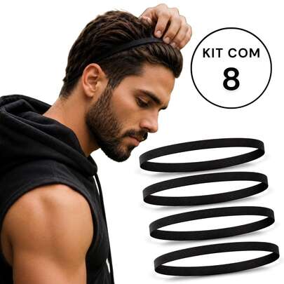 Kit 8 Elástico Tiara Para Cabelo Unissex Prendedor Exclusivo Ciclista Crosfit Academia Ginastica