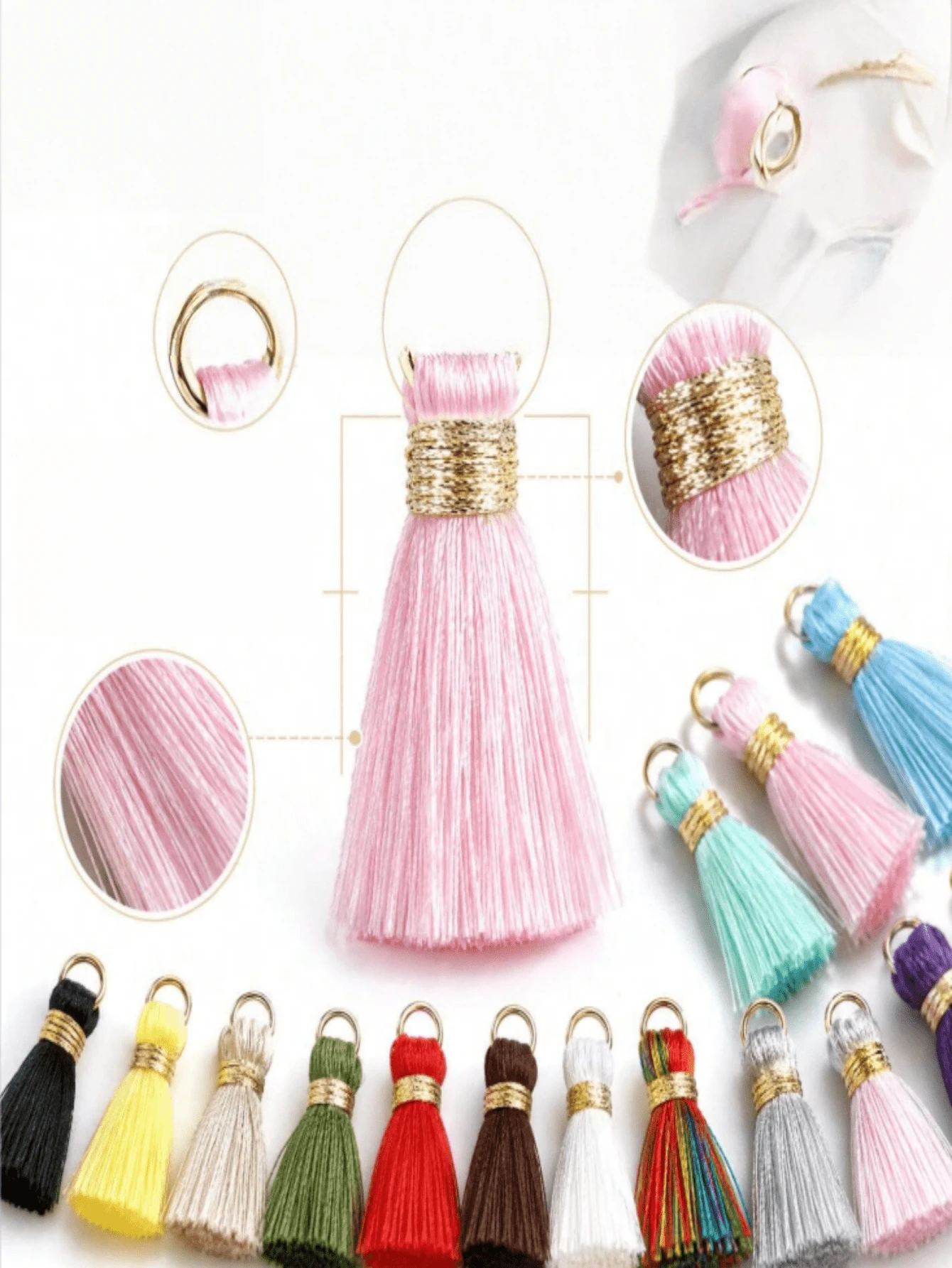 10Pcs 20mm Multicolor Mini Tassel Charms, Hand‑Made Trinket Findings, Hanging Ornament Supplies, DIY Craft Embellishment Accessories For Earrings, Necklaces, Hand Fans, Pet Bibs, Gift Decor And Home Ornaments - A - View 1