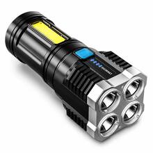 Linterna LED Recargable de Alta Potencia con 4 LEDs y Luz COB Lateral - Negro - Ver 7