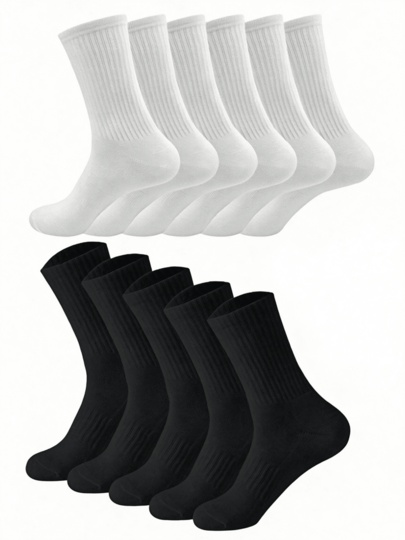 Men's Thick Winter Socks, 1/5/10/15/20 Pairs, Black & White ColorwayStylish, Casual & Comfortable. Ideal For Outdoor Sports, Running And Fitness.