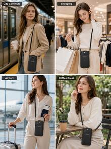 Portable Crossbody Phone Wallet, Secure Snap Closure, Faux Leather Phone Bag, Suitable For Elegant Ladies Graduation Trip Travel Essentials - Multicolor - View 9
