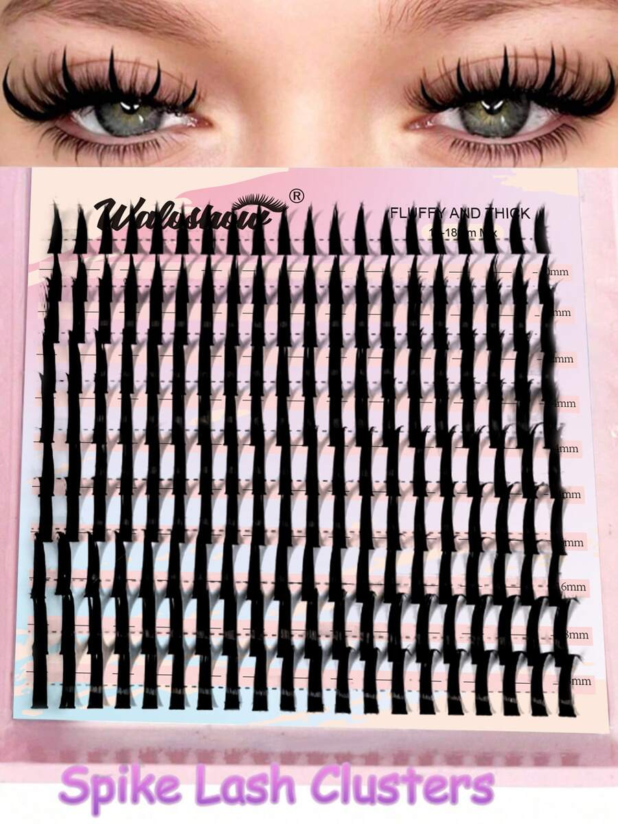 Waloshow New 200pcs Pointed Lash Extensions, Cartoon Style, 10-18mm, Anime Style, Pointed Single Lash, D-Curl Fairy Lash Clusters, Cartoon Style Single Lash - D - View 1
