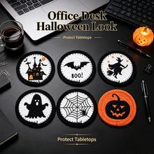 Miếng lót ly Halloween dệt, miếng lót cách nhiệt in họa tiết sáng tạo bằng vải, tấm lót bàn ăn cho tiệc lễ hội - Nhiều màu - Xem 7