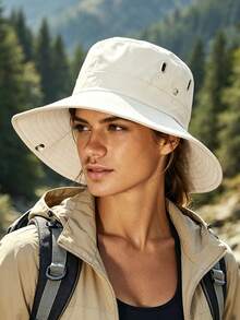 2 Styles Wearable Breathable Perforated Sun Hat, Wide Brim UV Protection Outdoor Bucket Hat, Suitable For Camping And Hiking - A - View 5