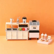 1pc Micro Scene Home Appliance Model, Micro Scene Milk Tea Shop Appliance Model, Ice Cream Machine Model, Milk Tea Bucket Model, Bean Grinder Model, Coffee Pot Model - Milk Tea Shop Equipment Set - View 5