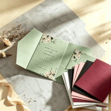 2026F00041319 25/50pcs Tri-Fold Pocket Wedding Invitation Covers, Engagement 15th Anniversary Birthday Baptism Simple Invitation Envelopes, DIY Invitations, 5*7 Inch Pocket Invitations, Customized Invitations, Wedding Cards, Invitation Cards - one-size - View 11