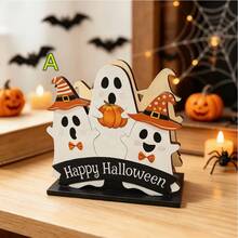2D Flat - Halloween Wooden Napkin Holder Decoration, Featuring Ghost And Pumpkin Halloween Theme Design, Suitable For Home Dining Table, Bar Counter, Kitchen Countertop Napkin Storage - Multicolor - View 4