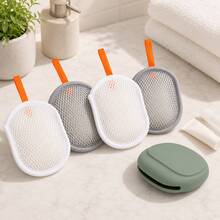 5pcs Set (4 Soap Foaming Nets With Hanging Rope + 1 Portable Storage Box) Bathroom Soap Foaming Bag With Portable Box - Multicolor - View 5