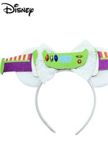 1pc Disney Cartoon White Sequin Base Glider + Buzz Lightyear Astronaut Helmet White Sequin Bow Headband, Hair Accessory, Suitable For Disney Theme Park, Cosplay, Party, Photo Shoot, Mickey Minnie Headwear - 1 YEAR - View 3