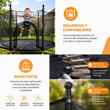 DMA Trampolín Infantil con Red, Brincolín para niños desde 5 años, Lona de salto negro con malla y cama de resortes, apto para interiores y exteriores - Negro - Ver 4