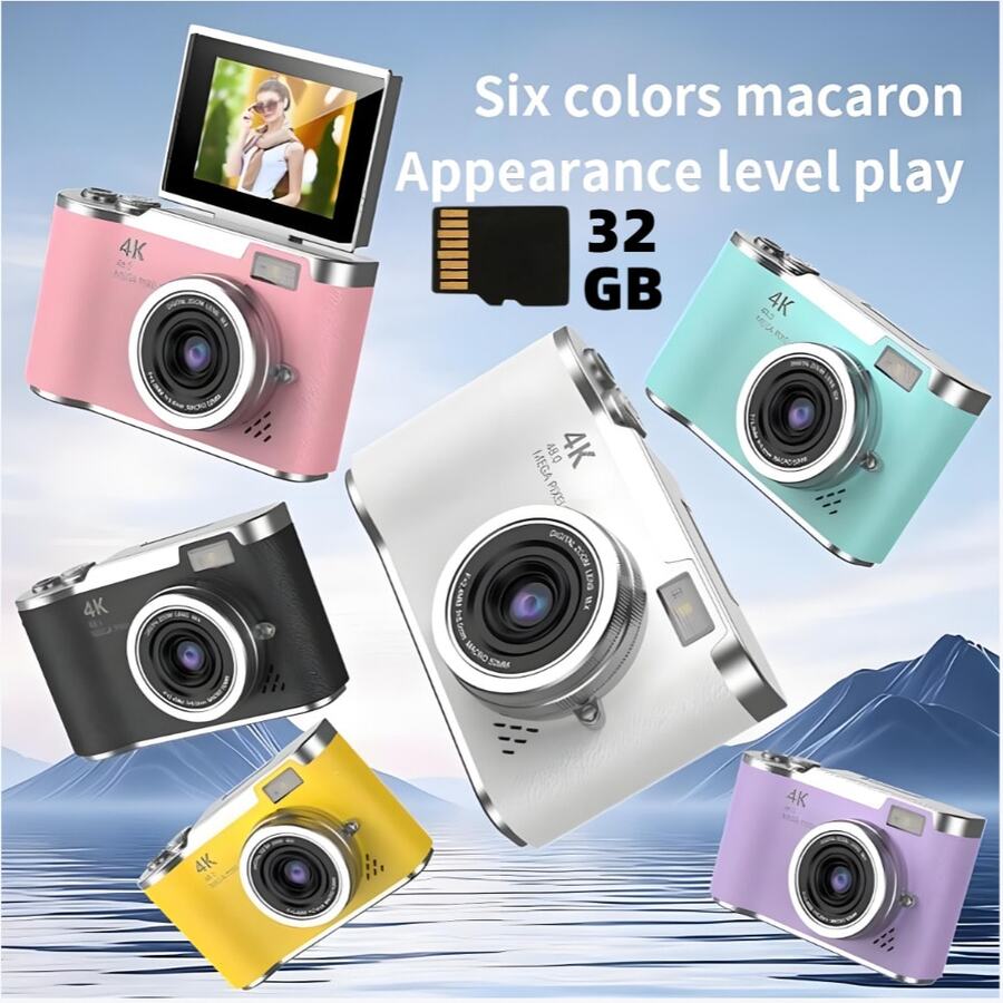 Entry-Level Reversible Screen CCD Camera, 1080P 2.4" Screen Portable Camera, Rechargeable CCD Camera With 32G Memory Card And Multi-Filter Modes. Outdoor Portable Anti-Shake Smart Zoom Digital Camera - View 1