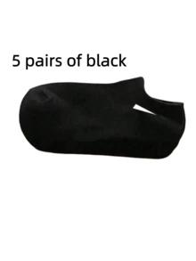 5 Pasang Kaos Kaki Pendek Minimalis Wanita Warna Hitam, Putih, Abu-abu - MultiWarna - View 6