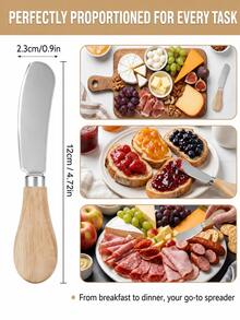 9Pcs Butter Spreader Knife, Stainless Steel Cheese Spreader, Jam Cheese Spreaders Knives With Wooden Handle For Charcuterie, Sandwiches, Dips, And Appetizer Kitchen Use - View 3
