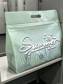 透明防水洗漱包，印有「Summer」字母，適合存放洗髮精、乳液、化妝品和其他浴室用品，為旅行和日常使用增添時尚且實用的設計，適合旅行者、上班族、學生、美容愛好者，可用於旅行、健身、酒店住宿、日常浴室收納，多功能洗漱包、旅行包、收納包、沙灘包、化妝包 - 彩色 - 查看 19