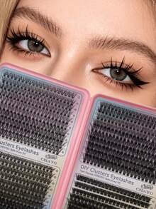 Mixed Styles Individual Lash Clusters Storage Box DIY Self Graft Eyelash Extensions 4 Types Segmented Fake Lashes D Curl Wispy Fluffy Lashes For Beginner Home Makeup - View 2