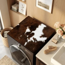 1pc Cow Print Washable Laundry Mat, Non-Slip, Waterproof, Durable, Retro Style Laundry Room Rug, Kitchen Floor Mat, Bathroom Laundry Decor - Multicolor - View 3