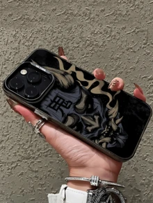 1件裝黑色幽靈面具極簡個性化TPU防震全包覆手機殼，適用於Apple 17 16 15 14 13 12 11 Pro Max Air及系列 - 彩色 - 查看 3