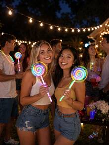 2/4pcs Luminous Lollipop Light Sticks, Luminous Party Props For Birthday Parties, Stage Performances, And Festive Atmosphere Creation,New Year, Christmas, Halloween Gifts ,Can Be Handheld As Decorations. - View 9