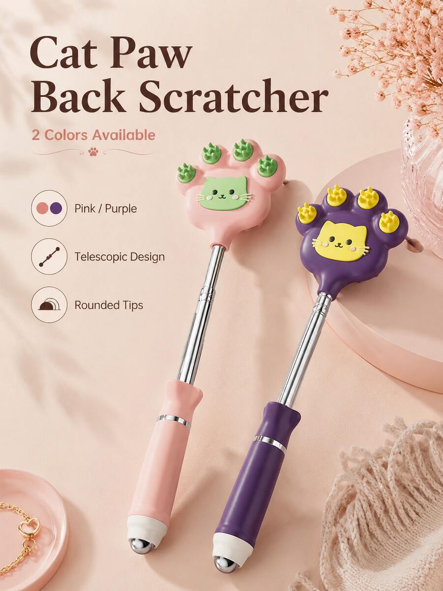 Retractable Cat Paw Back Scratcher, Combines Scratching, Massage, And Tapping, Suitable For Office And Home Daily Relaxation, Also A Fun Gift And Decoration For Halloween, Christmas And Various Holidays