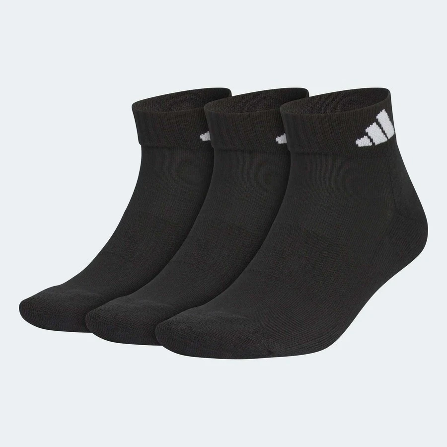 Adidas 3 Pairs Men's Sports Socks, Shock-Absorbing Invisible Arch Support, Mid-Calf White Neutral Socks JC9271 - Black - View 1