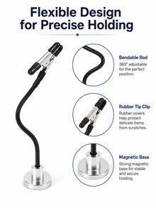 4/8/12pcs Flexible Soldering Helping Hands With Alligator Clips, Magnetic Base PCB Holder Tool, Suitable For Electronic Repair, DIY Crafts And Small Parts Assembly - Black - View 4