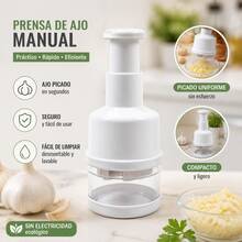 Picadora multifuncional de ajo y verduras: cuenta con un diseño manual de pulsador; es versátil y fácil de desmontar para su limpieza. - Blanco - Ver 5