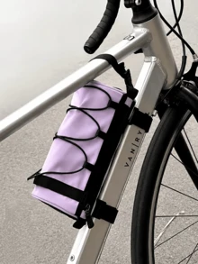 Large Capacity Adjustable Bicycle Handlebar Bag, Multi-Compartment Front Frame Bag With Handlebar Mount, Stylish Cylindrical Design, Elastic Storage System For Cycling Essentials - Multicolor - View 4