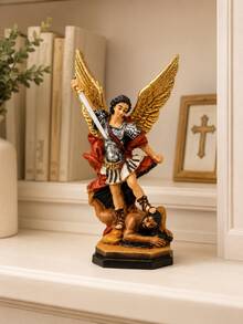 Archangel Michael Resin Statue, Holding Sword With Golden Wings, Conquering Evil, Catholic Christian Decor, Suitable For Prayer Altar, Bookshelf, Living Room, Office And Church - New - View 4
