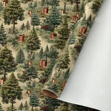 Gift Wrapping Paper, Vintage Watercolor Winter Pine Forest Scenery Pattern, Cuttable Gift Packing Paper For Christmas Winter Holiday Gifts - Forest - View 13