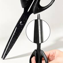 1pc Highly Attractive All-Black Integrated Stainless Steel Scissors, Thickened Durable, Non-Slip Comfortable Handle, Home School Sewing Paper Cutting Craft Scissors, Portable Manual Cutting Tool - Black - View 4
