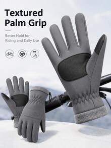 1 Pair Winter Cycling Gloves Touchscreen Warm Windproof Gloves Unisex Outdoor Cycling Hiking Walking - Multicolor - View 4