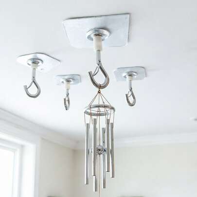 1pc/5pcs/10pcs No-Drill Damage-Free Hanging Hooks, Strong Ceiling Inverted Hooks For Hanging Lights And Plants, Adhesive Glass Suction Cup Poppy Mobile Curtain Eye Hooks, Ceiling Hanging Hooks