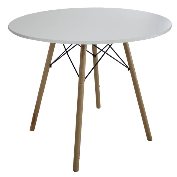 Mesa De Jantar Base Charles Eames Eiffel Pé Palito Com Tampo Redondo 70cm MDP Cozinha Sala Jantar JT Home